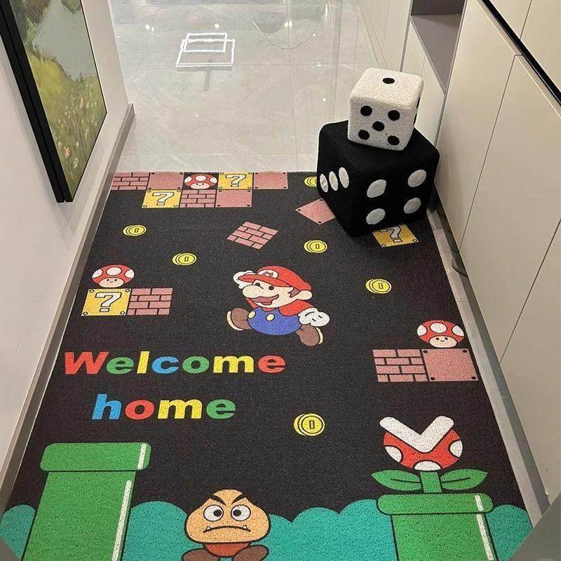 马里奥卡通进门地垫丝圈入户门口脚垫防滑家用可裁剪玄关毯子耐脏,居家布艺,入户地垫,淘宝优惠券,粉丝福利购,淘宝优惠卷
