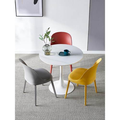 岩板圆桌接待洽谈桌椅组合家用饭桌餐桌郁金香小圆桌子茶几咖啡桌