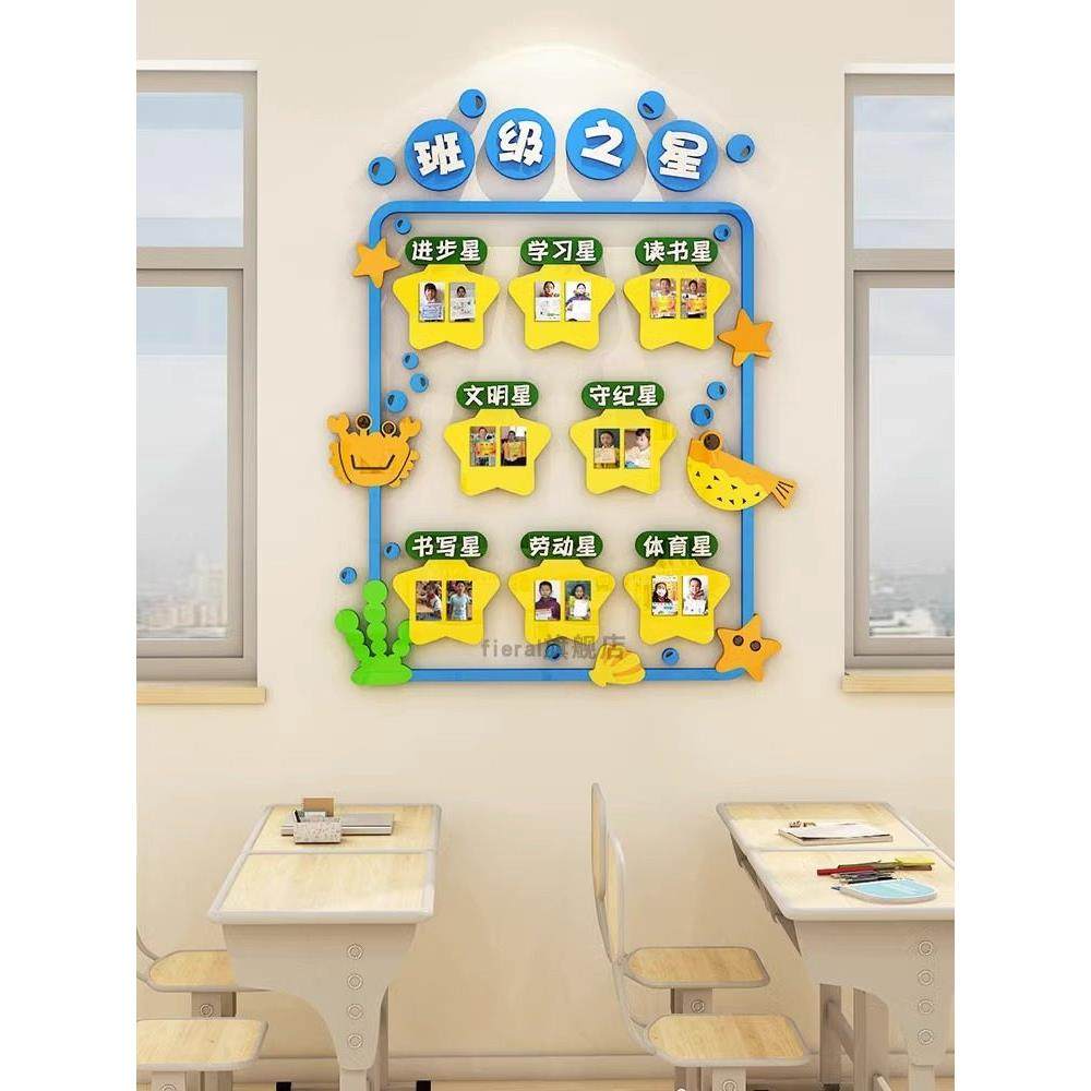 教室布置装饰小学每周进步学习班级之星文化建设墙贴纸初中3d立体,家居饰品,文化墙贴,淘宝优惠券,粉丝福利购,淘宝优惠卷