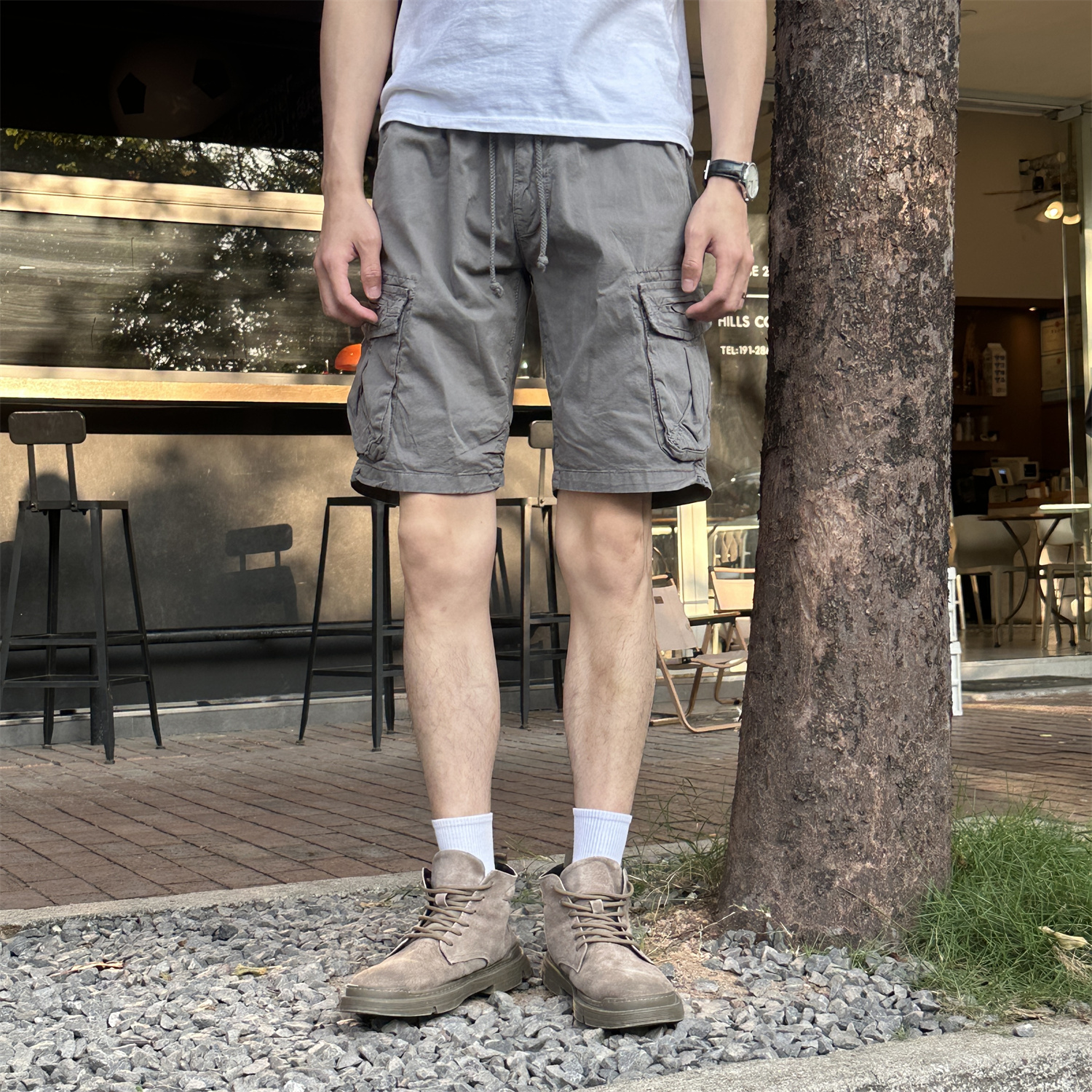 美式工装短裤男士夏季薄款宽松运动裤子男款中裤多口袋五分男裤