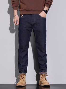 秋冬中青年韩版男士蓝色牛仔裤修身小脚长裤百搭休闲潮牌裤子2025