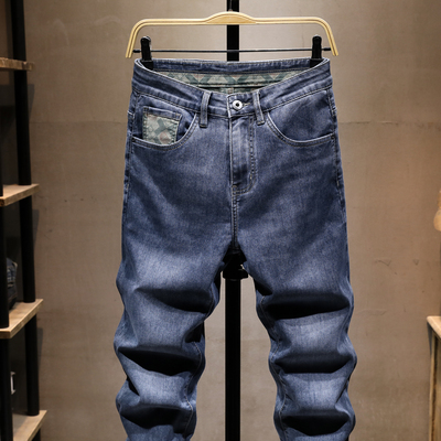 高端牛仔裤男款秋冬季2025年新款修身小直脚裤男百搭休闲男士裤子