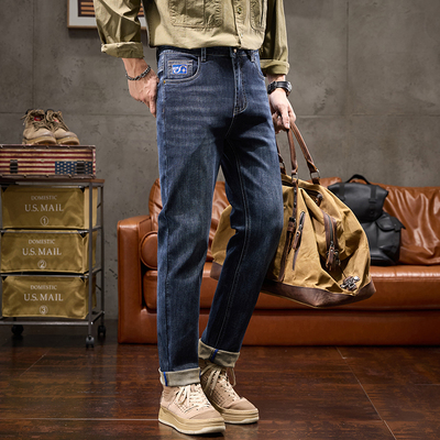 广州新塘秋冬新款立体裁剪高端时尚百搭直筒牛仔裤男款长裤子修身