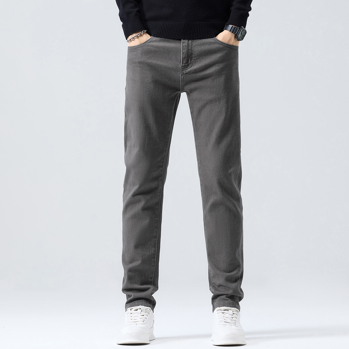 休闲牛仔裤男士修身小脚长裤