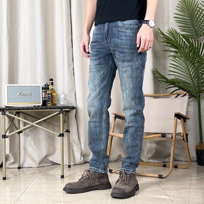 复古水洗牛仔裤修身小脚长裤