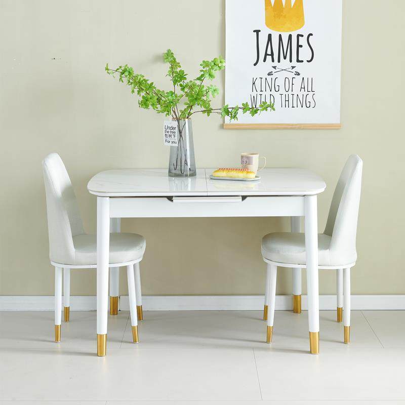 电磁炉白色餐桌岩板家用小户型椅组合伸缩现代简约法式奶油风饭桌,住宅家具,岩板餐桌,淘宝优惠券,粉丝福利购,淘宝优惠卷