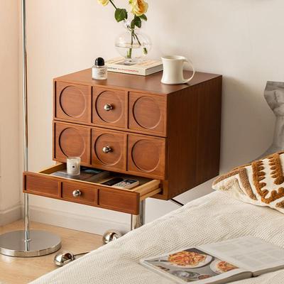 莱陌|复古实木中古边柜升降旋转床头柜床边收纳家用卧室沙发斗柜