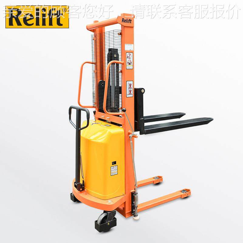 半电车动堆高1吨2吨半电动升车降叉车电瓶装卸升垛高搬674运叉车