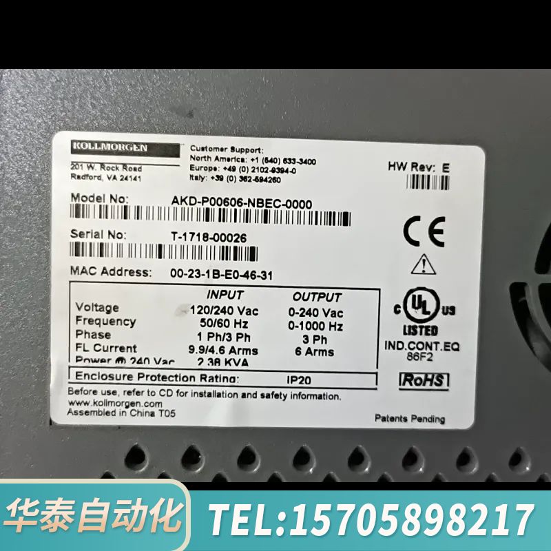 华泰KOLLMORGEN科尔摩根 AKD-P00606-NBEC