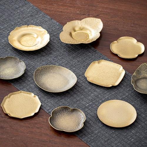 晟窑手工纯铜杯垫复古杯托隔热防滑圆形茶托杯碟功夫茶具茶道配件