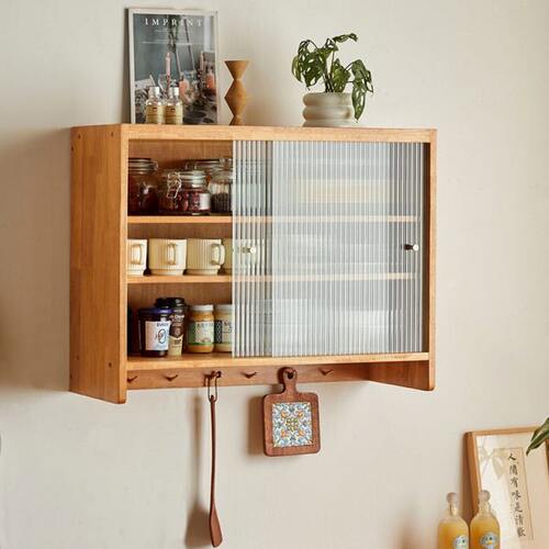 厨房实木吊柜客厅墙壁柜墙上储物柜挂墙式收纳柜顶柜橱柜玻璃挂柜