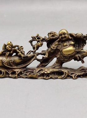 包邮纯铜弥勒佛摆件黄铜布袋和尚福满乾坤大肚笑佛客厅招财工艺品