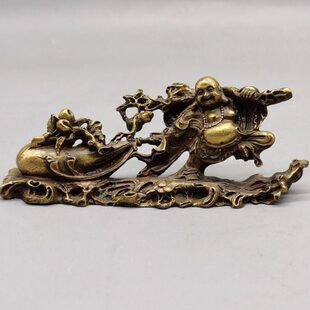 包邮纯铜弥勒佛摆件黄铜布袋和尚福满乾坤大肚笑佛客厅招财工艺品