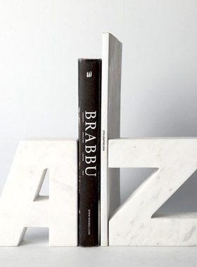 北欧风格大理石字母书档摆件 欧式轻奢家居桌面AZ创意大理石摆件