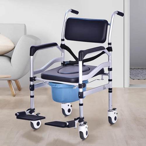 老人坐便椅带轮室内推行折叠移动马桶身心障碍人士洗澡坐便老年人