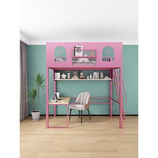 北欧高架上床下桌阁楼床多功能小户型省空间覆式二楼床悬挂床家用