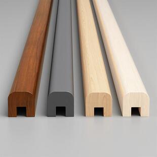 实木扶手卡玻璃开 槽覆式木头轻奢简约现代个性楼梯扶手需定制时