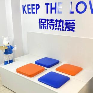 定做奶茶店甜品咖啡店餐厅卡座靠背软包坐垫海绵皮革方形座垫防水