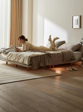 知武空气悬吊床现代极简主义卧室双人床实木床架1.95米排框大床