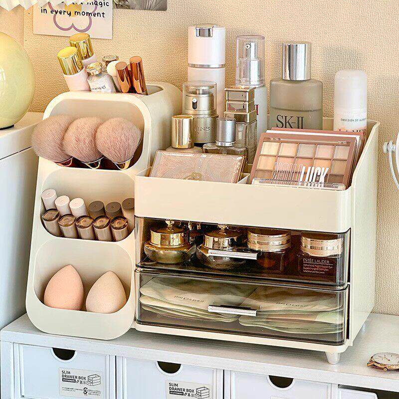 德国桌面化妆品收纳盒高级感分格整理抽屉化妆台护肤品置物架