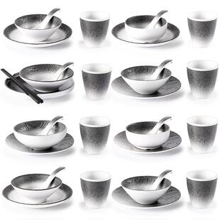 三聚氰胺火锅餐厅餐桌四件套彷瓷塑料酒店餐具餐厅盘子，杯子和勺