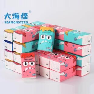 大海怪L码经典16包/箱原木天然无香面巾纸整箱 抽取式面巾纸5层