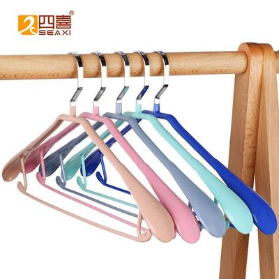 四喜不锈钢浸塑衣挂干湿两用防滑无痕衣架家用宽肩衣服挂撑子