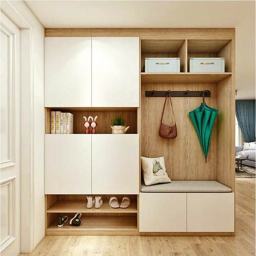 杭州整体鞋柜定制玄关储物柜定做现代简约北欧木纹入户隔断柜订做