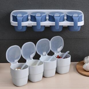 家用多格壁挂式调味盒带盖子佐料瓶组合装盐味精糖厨房用品调味盒