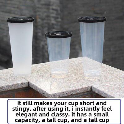 80口径一次性注塑奶茶杯果汁/360/500ml磨砂小容量超高瘦高脚平盖