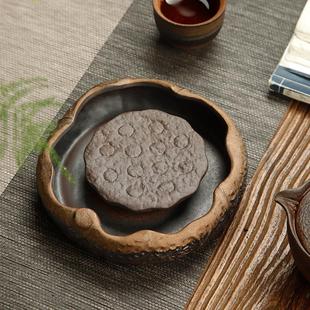 功夫茶具养紫砂壶家用小型陶瓷茶盘托盘 粗陶储水干泡台壶承日式