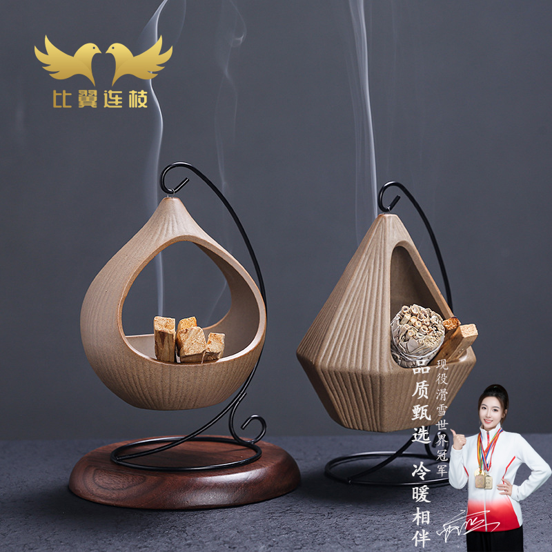 比翼连枝水滴六角陶瓷香薰吊炉
