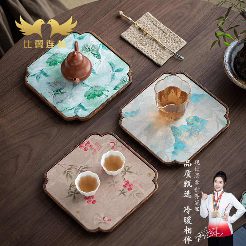 【比翼连枝】胡桃木云沙干泡茶盘