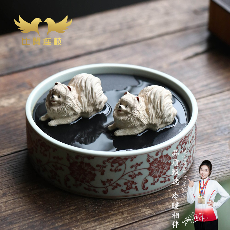 比翼连枝小博美宜兴原矿紫砂茶宠