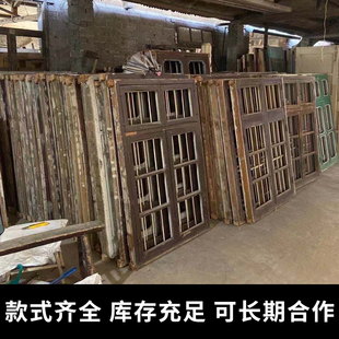 旧木门窗带框二手老式旧门扇窗子复古装修鬼屋木窗饭店实木密室门