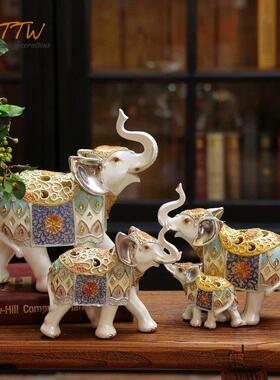 吉祥大号小号大象创意摆件客厅桌面玄关电视柜酒柜轻奢手工装饰