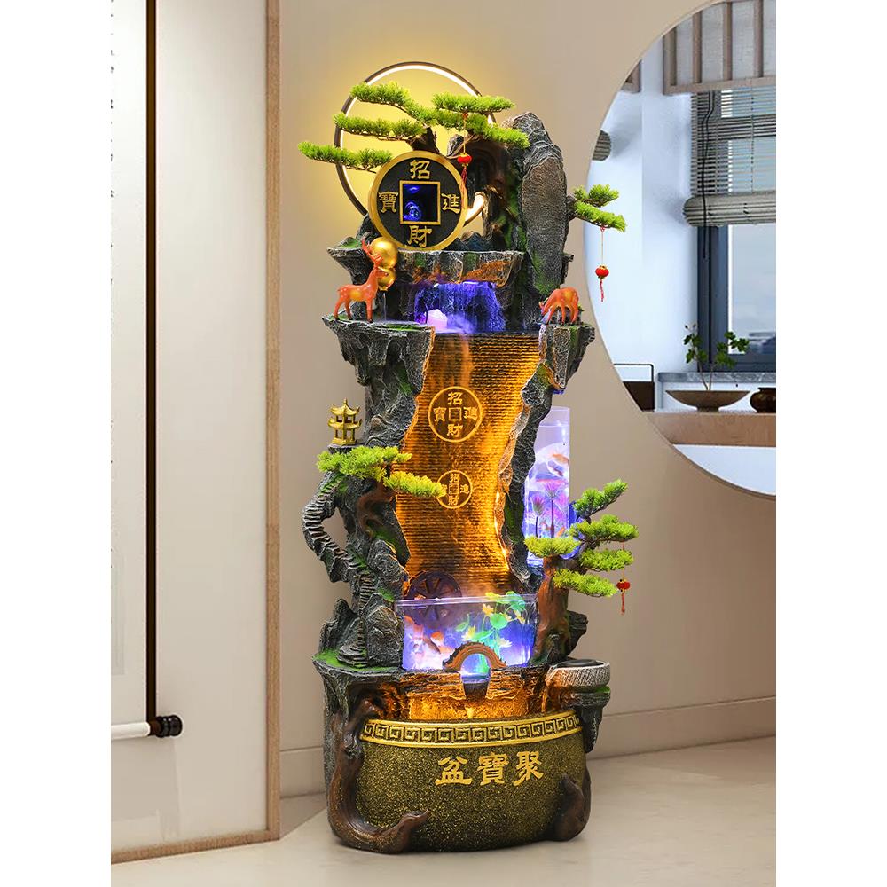 招财假山流水喷泉鱼缸水景落地摆件客厅电视柜旁乔迁开业装饰送礼