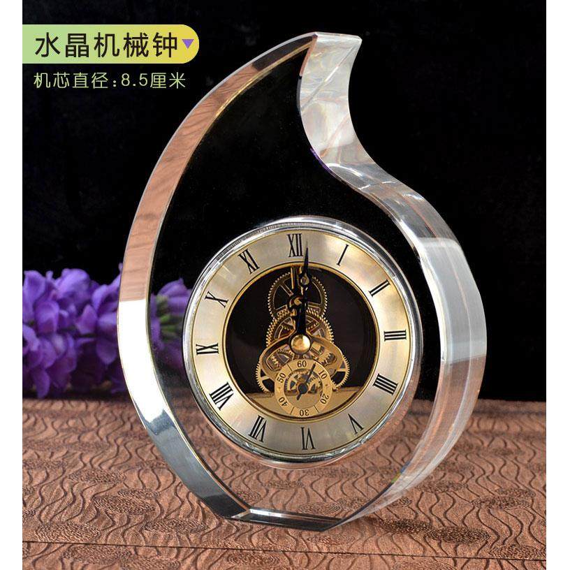机械水晶钟 钟客厅座钟 摆台式时钟 装饰钟表 创意家居摆饰 玻璃