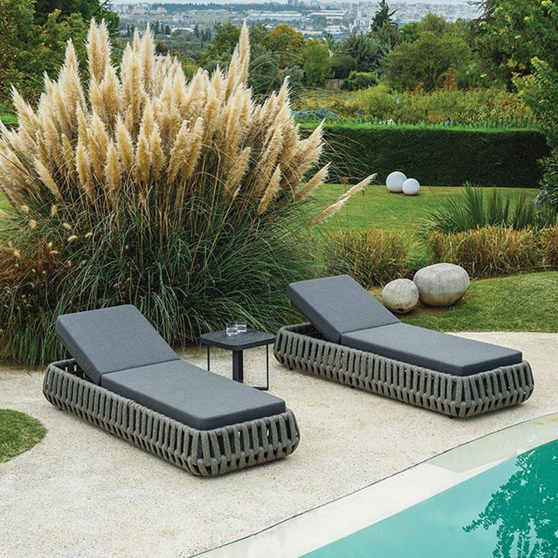 户外北欧沙发阳台休闲藤编躺床庭院酒店花园露台室外藤椅茶几家具