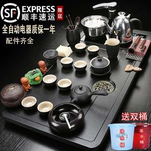 家用自动上水客厅功夫泡茶台茶杯2023新款 茶具茶盘烧水壶一体套装