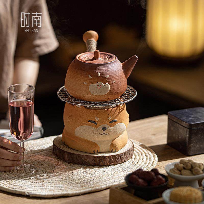 柴犬围炉煮茶炭炉套装家用木炭烧烤火炉粗陶烧水煮茶壶取暖碳炉子,餐饮具,煮茶炉,淘宝优惠券,粉丝福利购,淘宝优惠卷