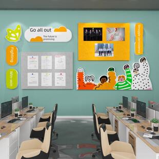 办公室员工风采公告栏照片荣誉墙面装 饰毛毡板公司企业文化墙贴画