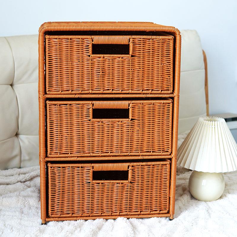 博佰澜仿藤编床头柜北欧风卧室床边柜子客厅储物整理收纳柜置物架