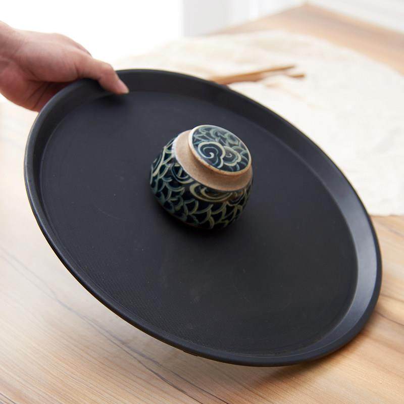 圆形托 托盘防滑橡胶黑色茶盘北欧简约家用客厅水杯盘餐具酒店餐,餐饮具,餐用托盘,淘宝优惠券,粉丝福利购,淘宝优惠卷