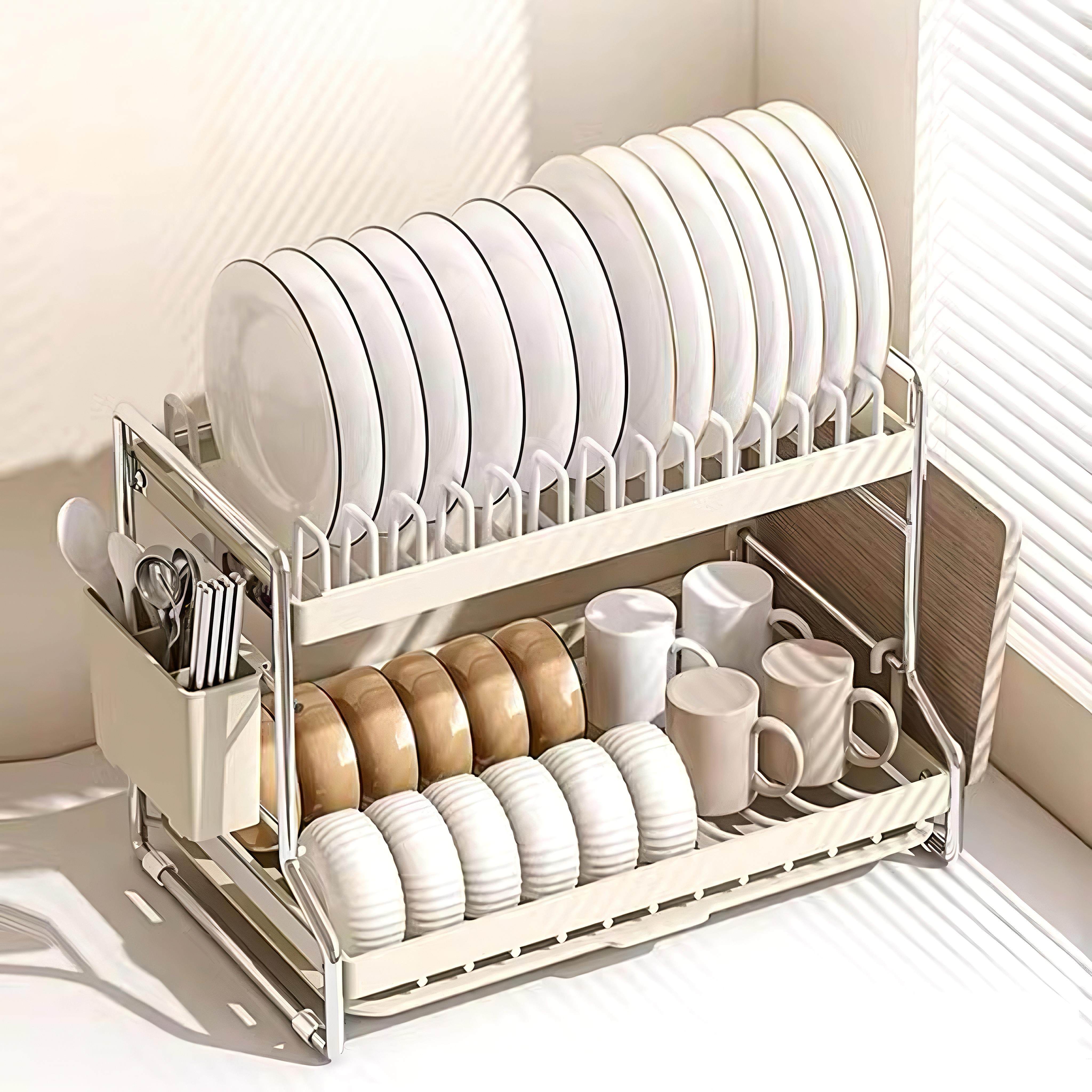 厨房超小三层碗架碟架沥水架台面家用多功能收纳免打孔置物架