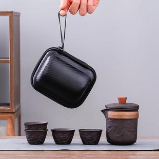 新款 户外快客杯陶瓷防烫定制礼品 紫砂功夫旅行茶具套装 家用便携式