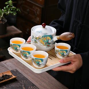 户外便携式 逍遥泡旅行茶具套装 一壶四杯收纳包防烫懒人简约侧把壶