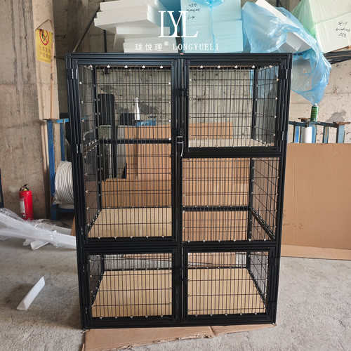 模块化黑色铝型材猫笼别墅家用多层大空间网格猫舍室内宠物饲养柜