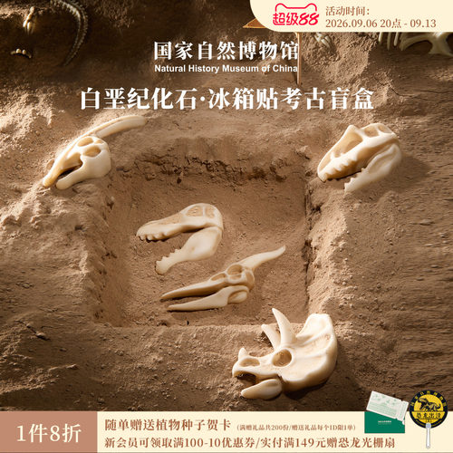 国自博白垩纪化石冰箱贴考古盲盒
