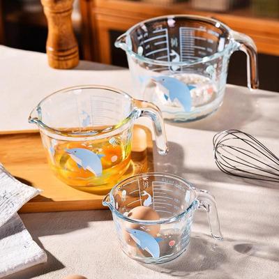 玻璃量杯带刻度耐高温家用厨房食品级烘焙工具有手柄打鸡蛋专用杯